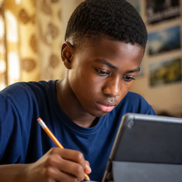 Student practising on a tablet